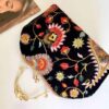 کیف دستی رسمی مخمل گلدوزی شده با طرح بته جقه به رنگ مشکی