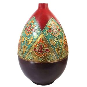 گلدان غنچه سفالی دست ساز تزئینی ایرانی با طرح برجسته