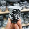 فنجان قهوه سنگی دست‌ساز برای عاشقان قهوه با طرح برگ و گل (۲ تکه)