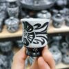 فنجان قهوه سنگی دست‌ساز برای عاشقان قهوه با طرح برگ و گل (۲ تکه)
