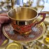 سرویس فنجان و نعلبکی برنجی طرح میناکاری (6 عددی)