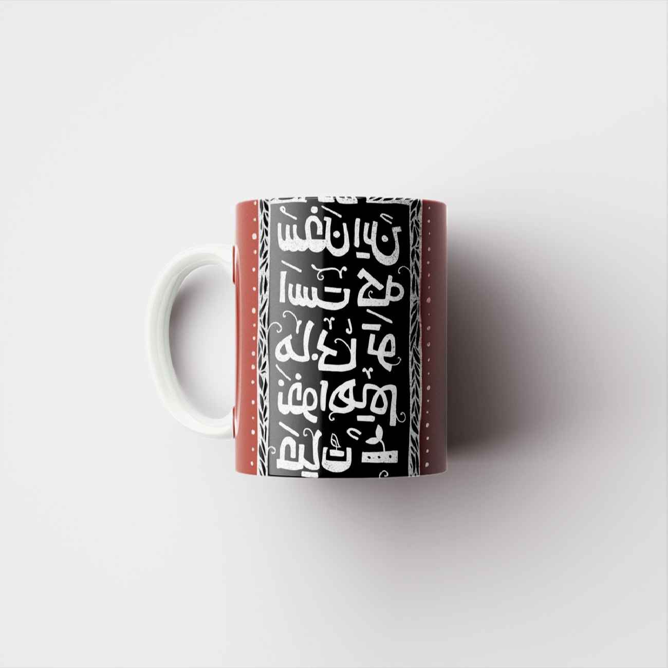 ماگ سرامیکی ایرانی – مناسب برای هدیه با طرح شعر به رنگ قرمز