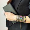 دستبند گلدوزی شده ایرانی - صنایع دستی ایده آل برای مراسم رسمی با طرح هندسی