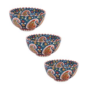کاسه تزئینی سفالی هنری صنایع دستی ایرانی – مناسب برای هدیه (مجموعه ۳ عددی)