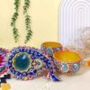 فنجان چایخوری سفال میناکاری دست‌ساز ایرانی با نعلبکی ترمه (طرح میناکاری)