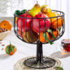 سبد سیمی پایه‌دار، شیک و لوکس، مناسب برای میوه، مشکی