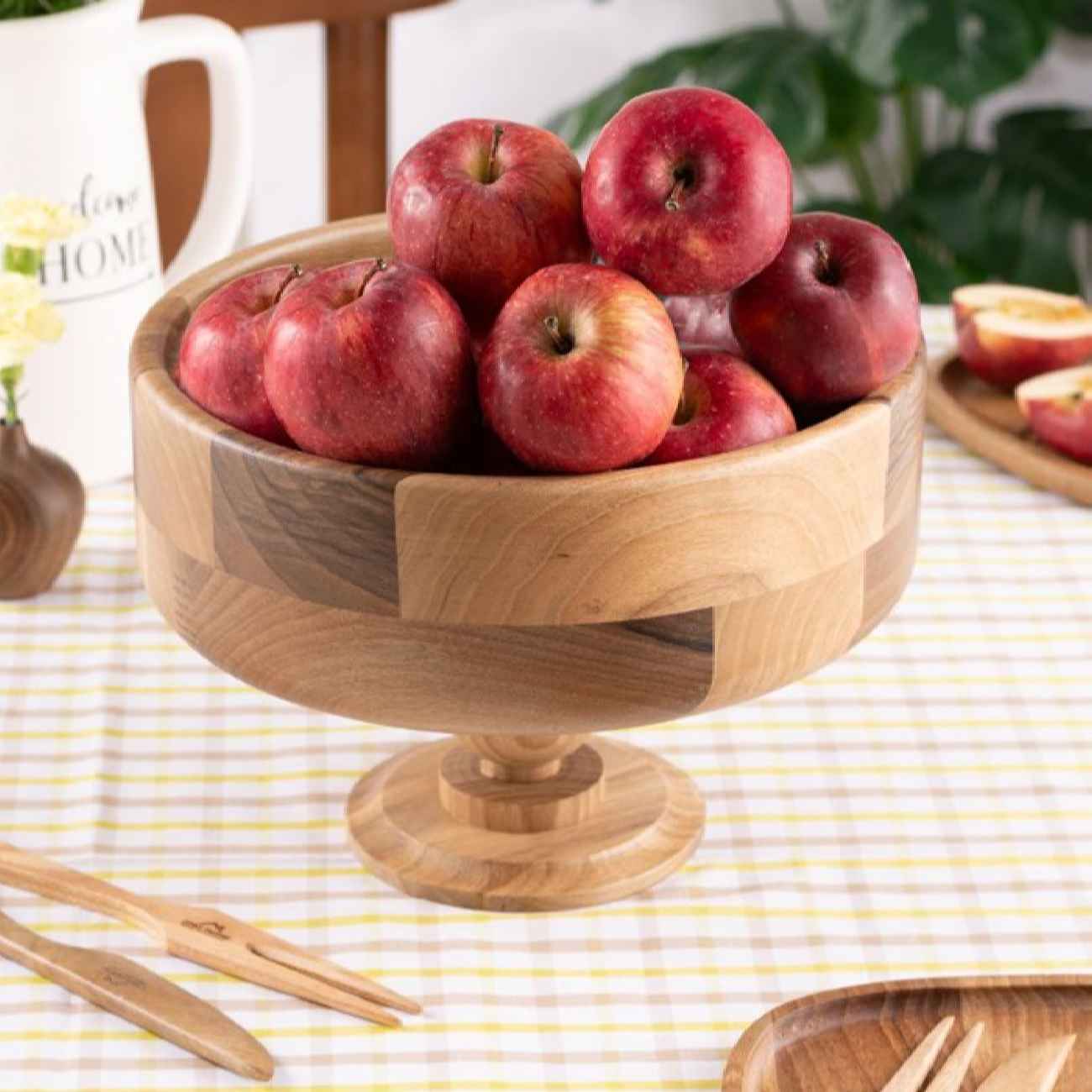 پایه سرو چوبی گرد و کاسه‌ای شکل