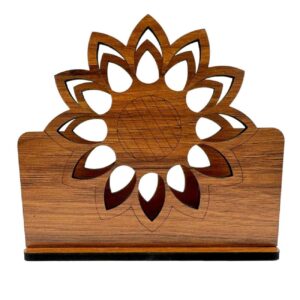 جا دستمال کاغذی چوبی – ایده‌آل برای دکوراسیون منزل و محل کار با طرح گل