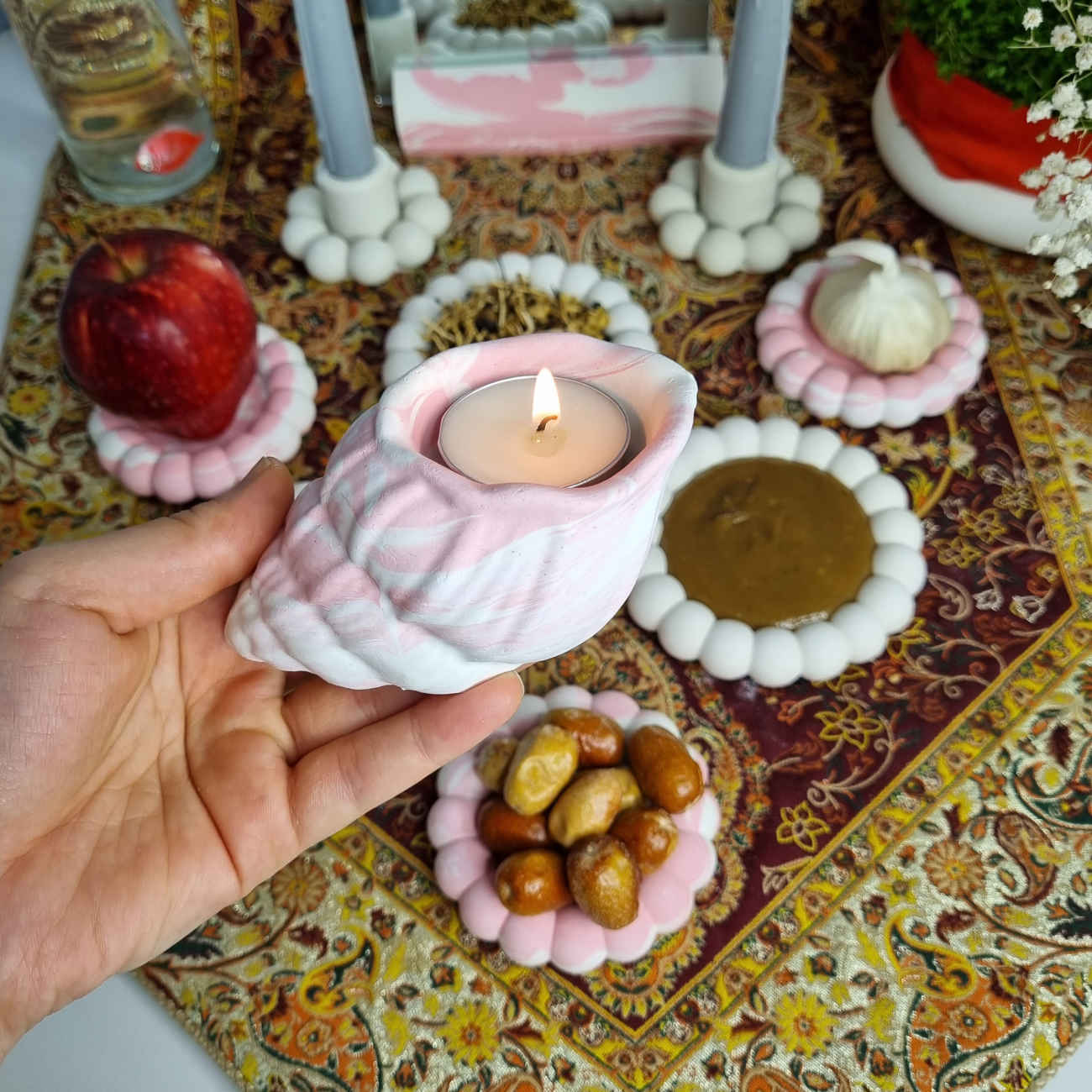 هفت سین بتنی – مناسب برای عید نوروز با طرح مروارید، بسته 10 عددی