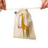 کیف نگهداری نخی بنددار، سازگار با محیط زیست و قابل استفاده مجدد با طرح زرافه