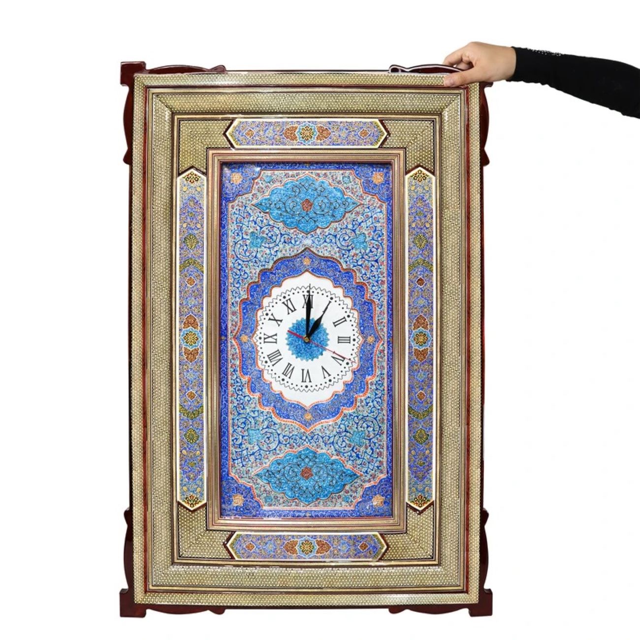 ساعت دیواری چوبی دستساز ایرانی – هنر خاتمکاری