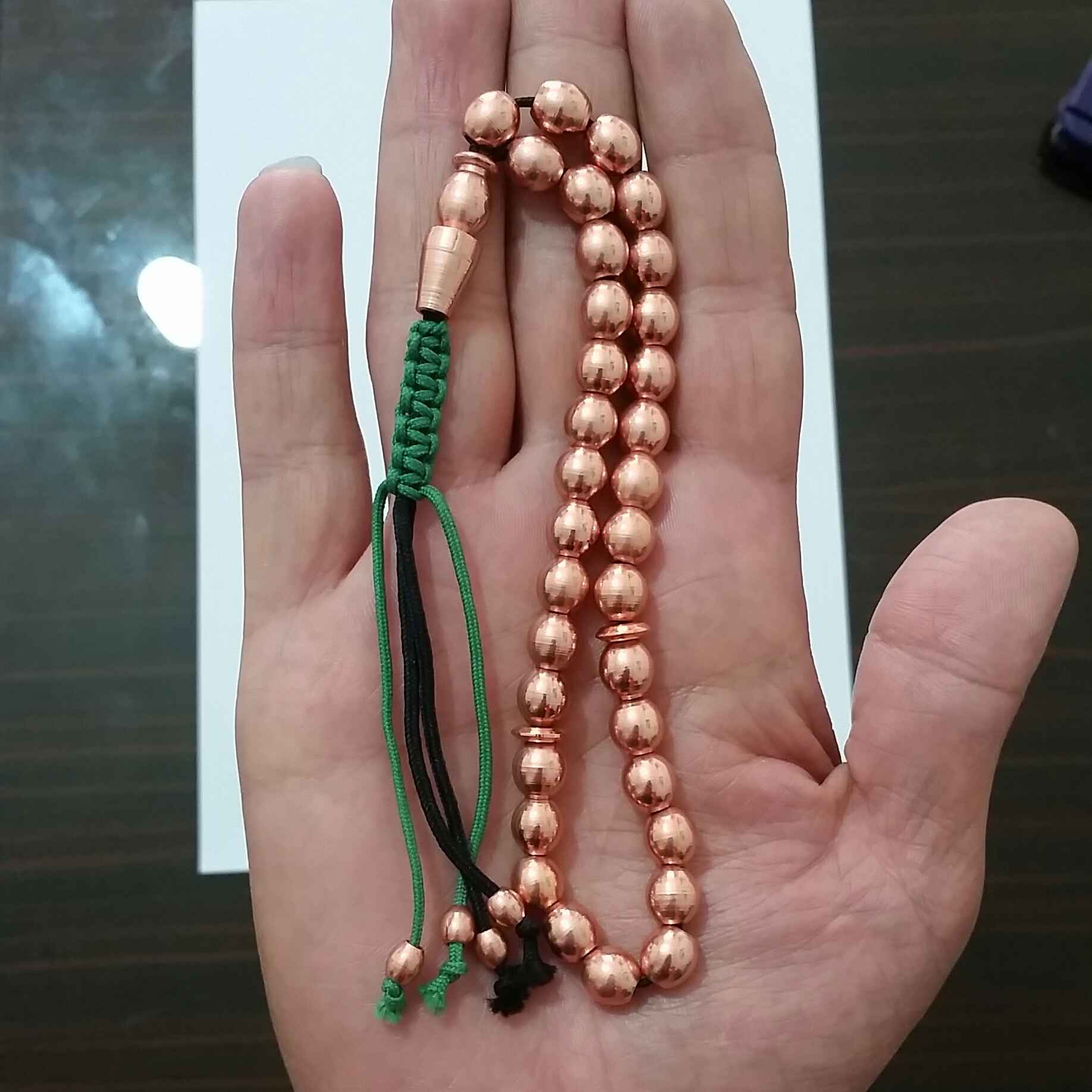 تسبیح اسلامی ساخته شده با مس ۳۳ دانه تسبیح مصباح