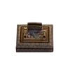طرح قهوه‌ای پررنگ – جاکارتی و خودکاری خاتم‌کاری طرح پرنده و گل