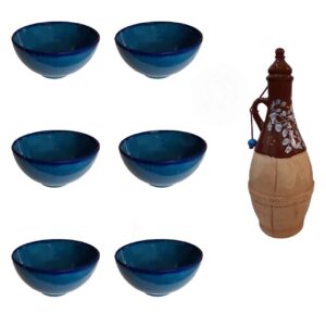 کاسه دیزی سفالی – مناسب برای آبگوشت، ماست، سوپ و رشته فرنگی به همراه پارچ (مجموعه 7 عددی)