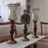 ست دو عددی جاشمعی طرح چوبی به همراه ساعت رومیزی – دکوراسیون منزل شیک