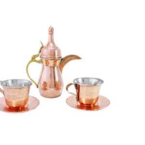 سرویس قوری مسی سنتی دست‌ساز – سرویس چای‌خوری عتیقه و زیبا برای منزل و هدیه