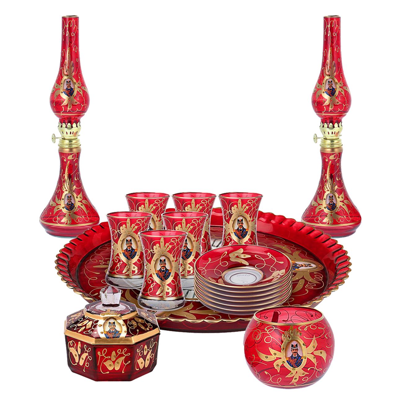 سرویس چایخوری شاه عباسی ۱۷ پارچه، یک سرویس سنتی و زیبا برای پذیرایی از شش نفر است.