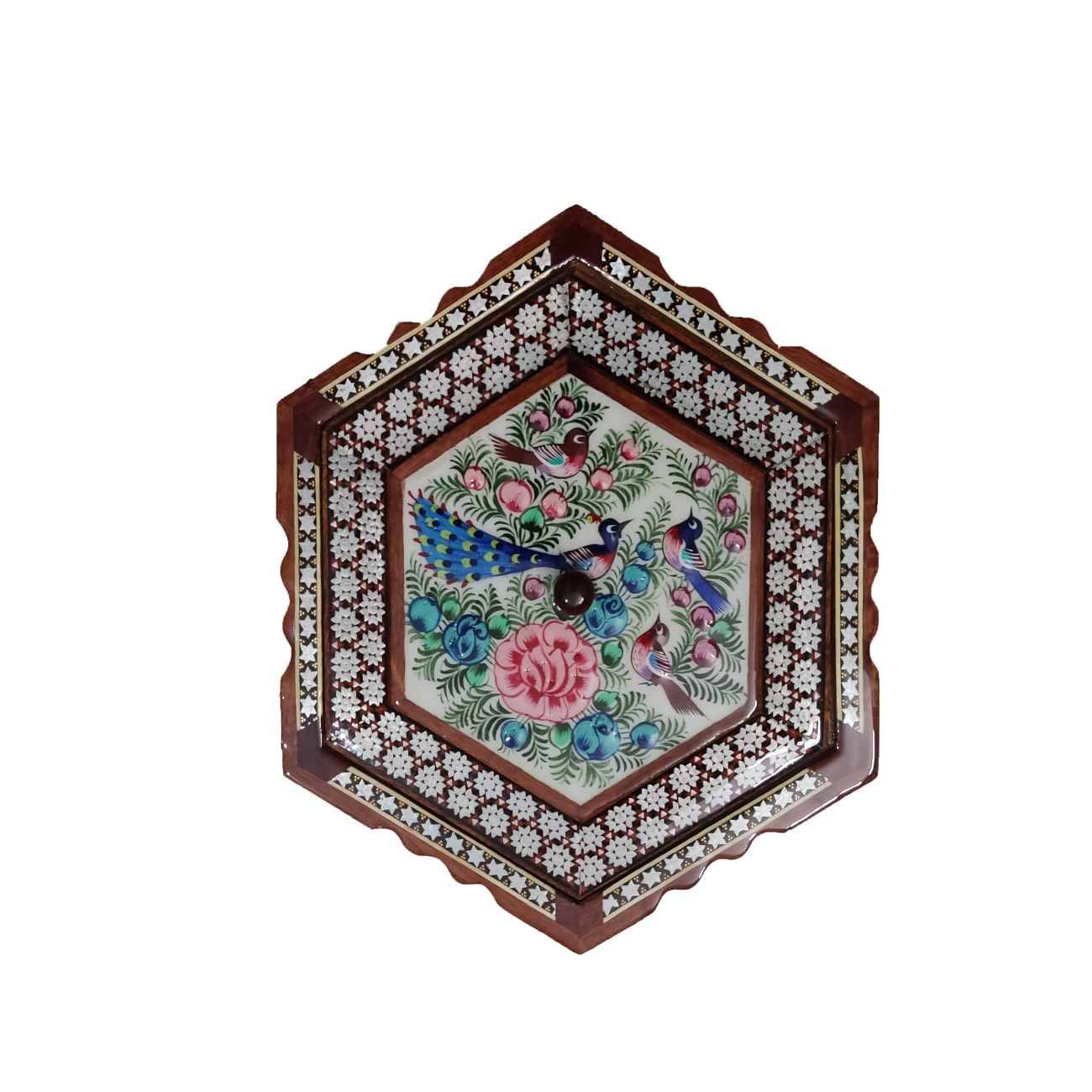 قندان چوبی خاتم کاری – مناسب برای هدیه و چای یا قهوه، رنگ قهوهای