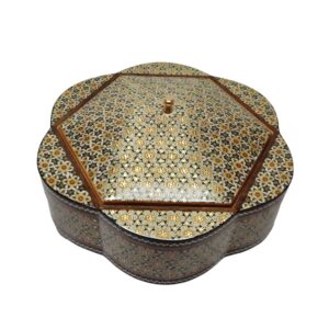 ظرف قندان چوبی خاتم کاری – مناسب برای هدیه و دکور منزل با درب