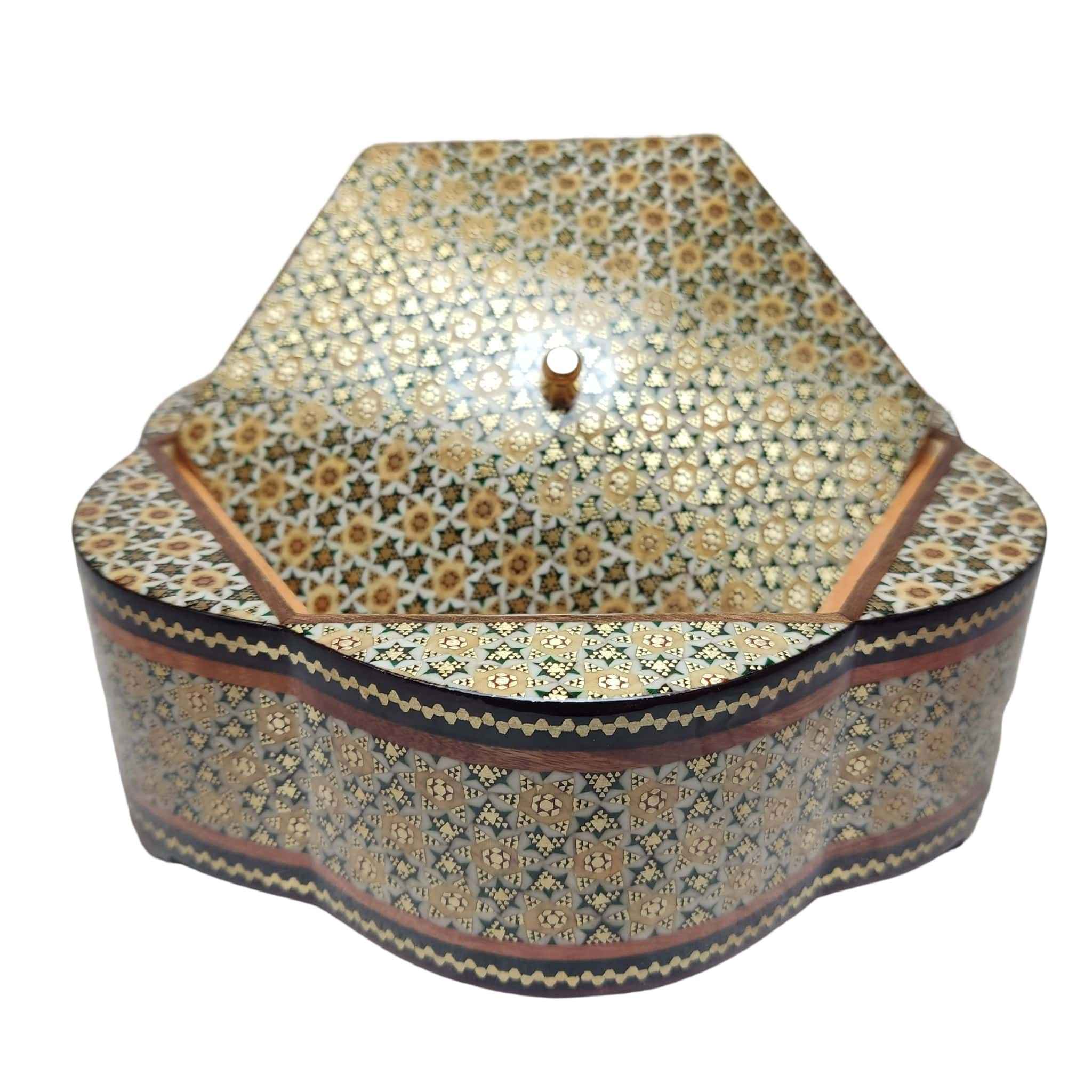 ظرف قندان چوبی خاتم کاری – مناسب برای هدیه و دکور منزل با درب