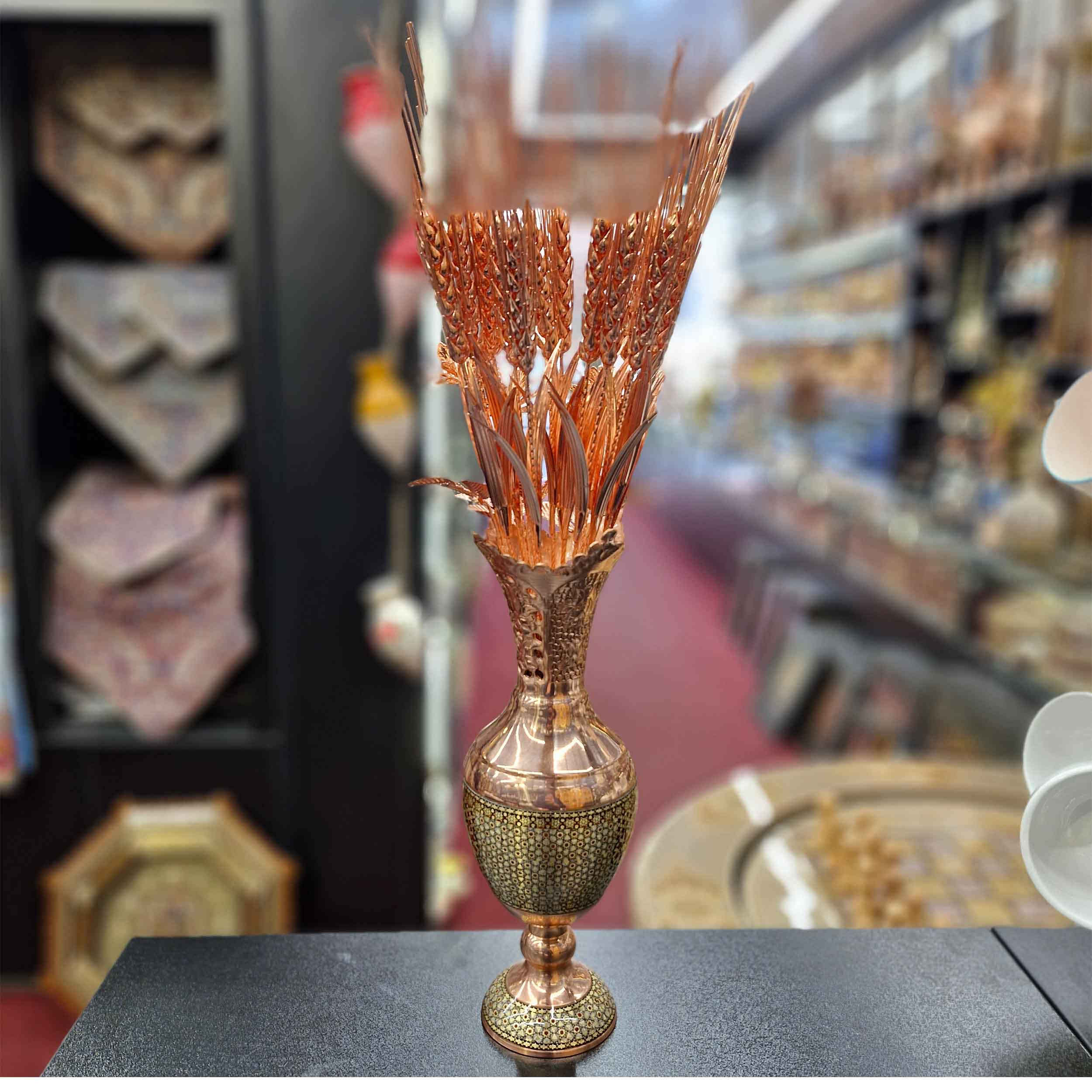 گل مسی تزئینی با طرح گندم – نمادگرایی و هنر گل آرایی برای دکوراسیون منزل (6 عدد)