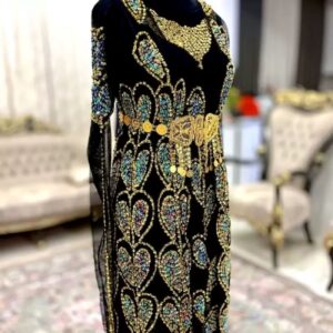 لباس شب کردی مزین به جواهرات دست دوز – دوخت دست ساز نفیس
