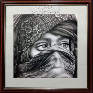 نقاشی سیاه قلم اورجینال با چشم های زیبای دختر بچه Ddesign