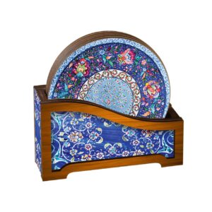 زیرلیوانی چوبی با الهام از هنر ایرانی برای جلوه‌ای منحصر به فرد (بسته ۶ عددی)