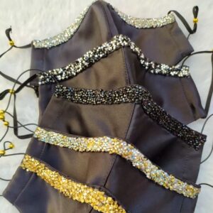 ماسک صورت زنانه ساتن با تزئینات کریستالی – اکسسوری زیبا