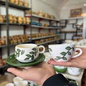 سرویس فنجان و نعلبکی سرامیکی طرح برگ