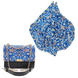 کیف دستی زنجیری و ست روسری هماهنگ با طرح سنتی ایرانی