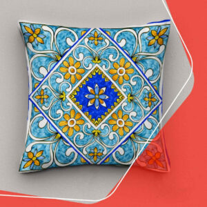 روکش بالش مخمل با طرح ماجولیکای آبی (۲ عدد)