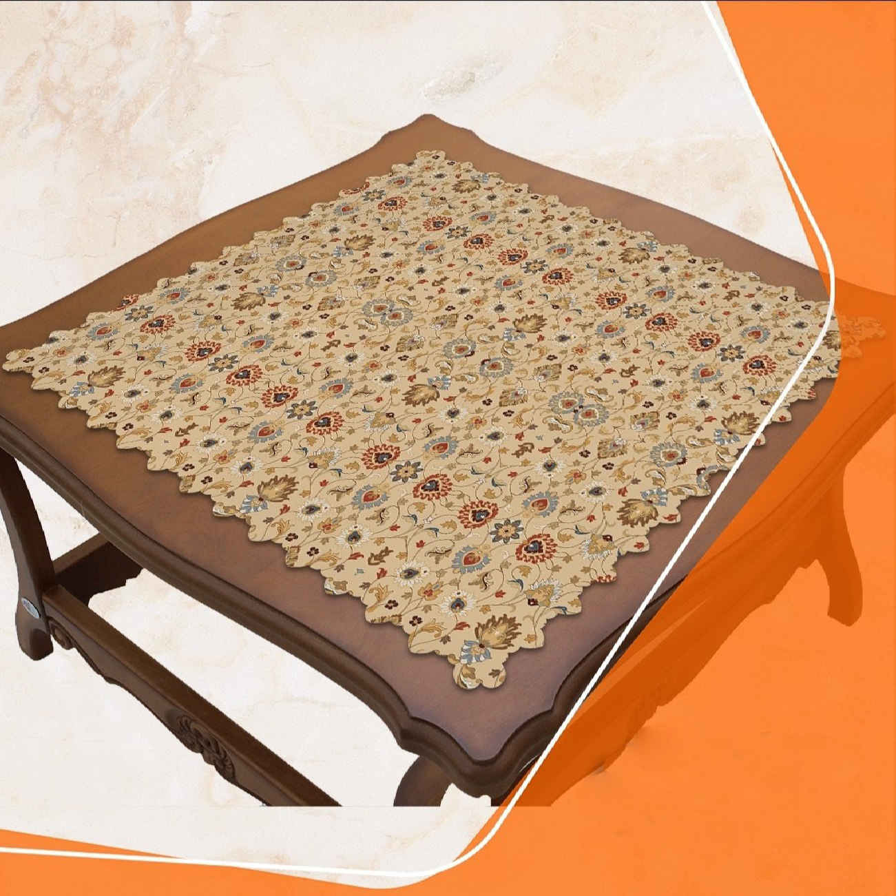 رومیزی مخمل زیبا با طرح گلهای هندسی