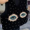 جلیقه گلدوزی شده مهره دوزی شده دست ساز زنانه - با طرح چشم