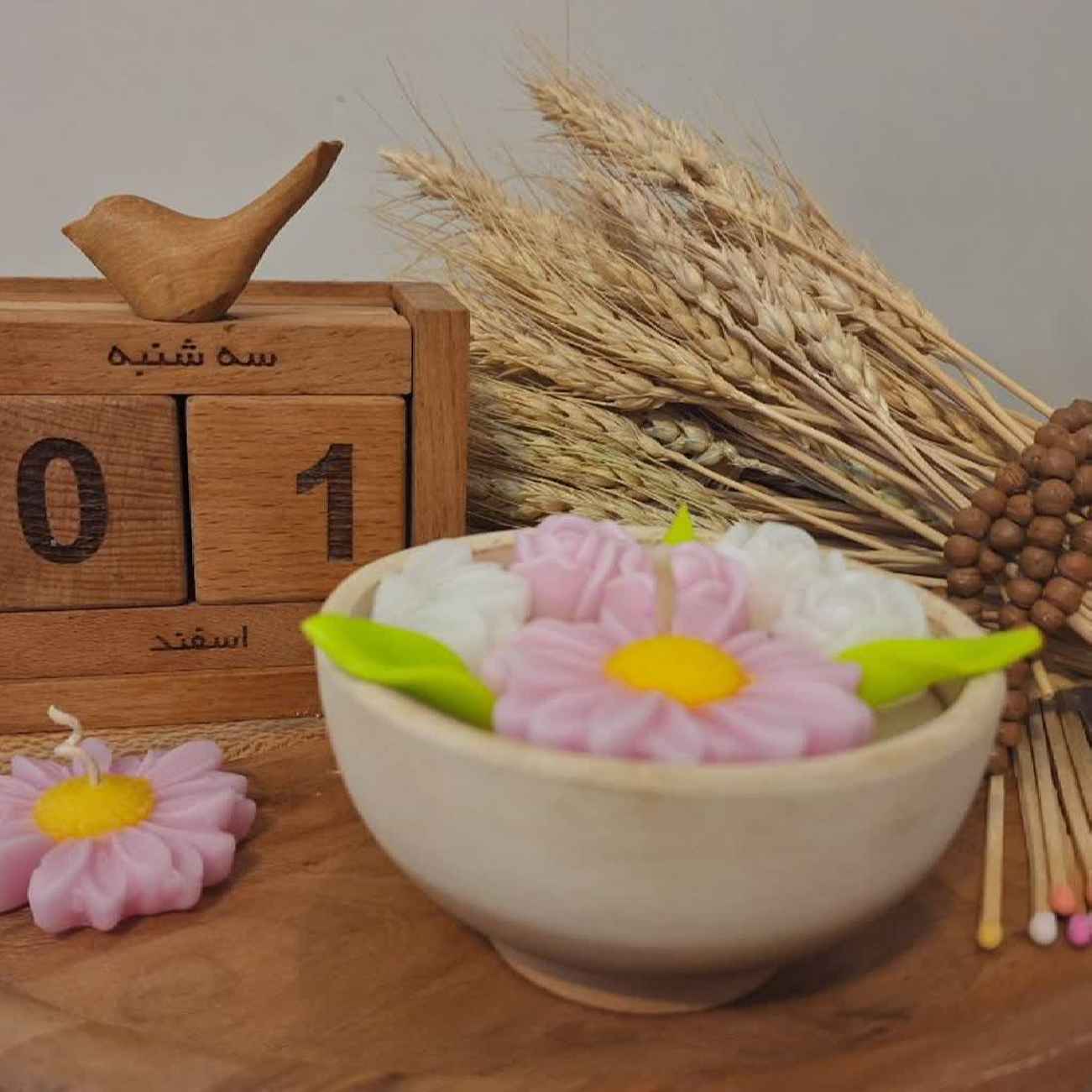 شمعهای سفالی دستساز – طرح گل