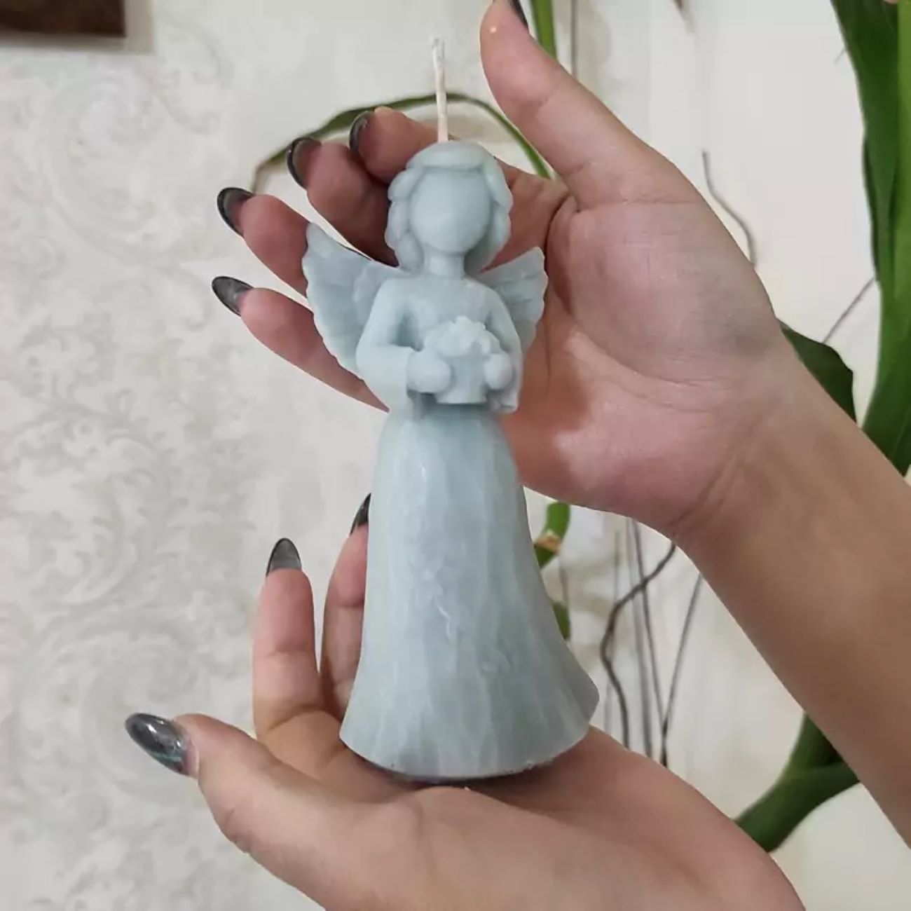 مجموعه دست‌ساز شمع فرشته، رنگین‌کمان، گوی و سینی بتنی