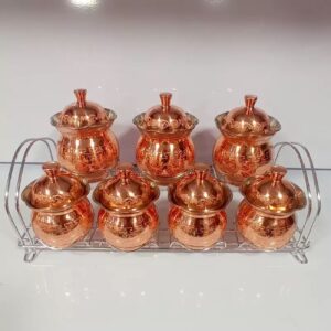 جا ادویه مسی با روکش نانو برای افزایش دوام، ۷ عدد با درب