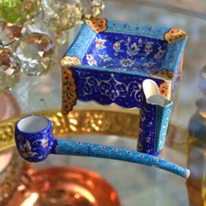 سرویس پیپ و خاکستر میناکاری ایرانی – طراحی و ساخت نفیس