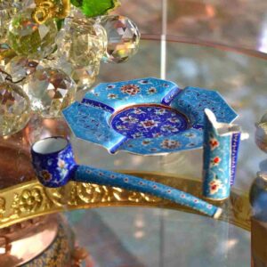 مجموعه پیپ و خاکستر میناکاری ایرانی – شاهکار هنری