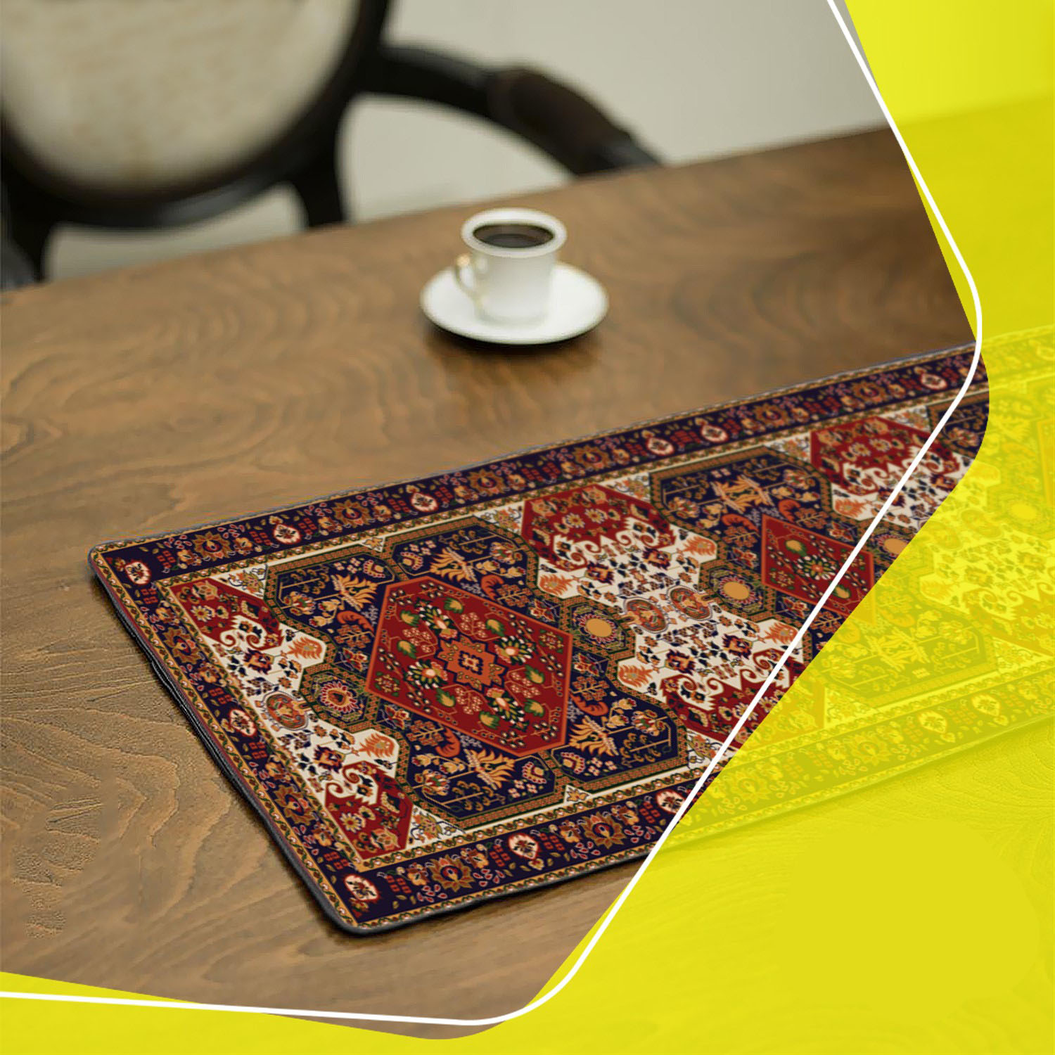 رومیزی مخمل با الهام از سبک ایرانی – طراحی هندسی زیبا