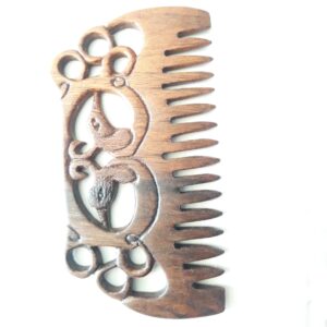 شانه چوبی دست‌ساز روستیک با طرح پرنده