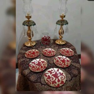 ظروف هفت سین ویترای به همراه آینه و تنگ ماهی مناسب برای عید نوروز، 8 عددی