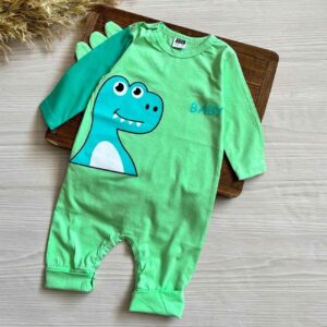 سرهمی آستین بلند نوزادی به همراه رامپر نرم و راحت Dino-Mite