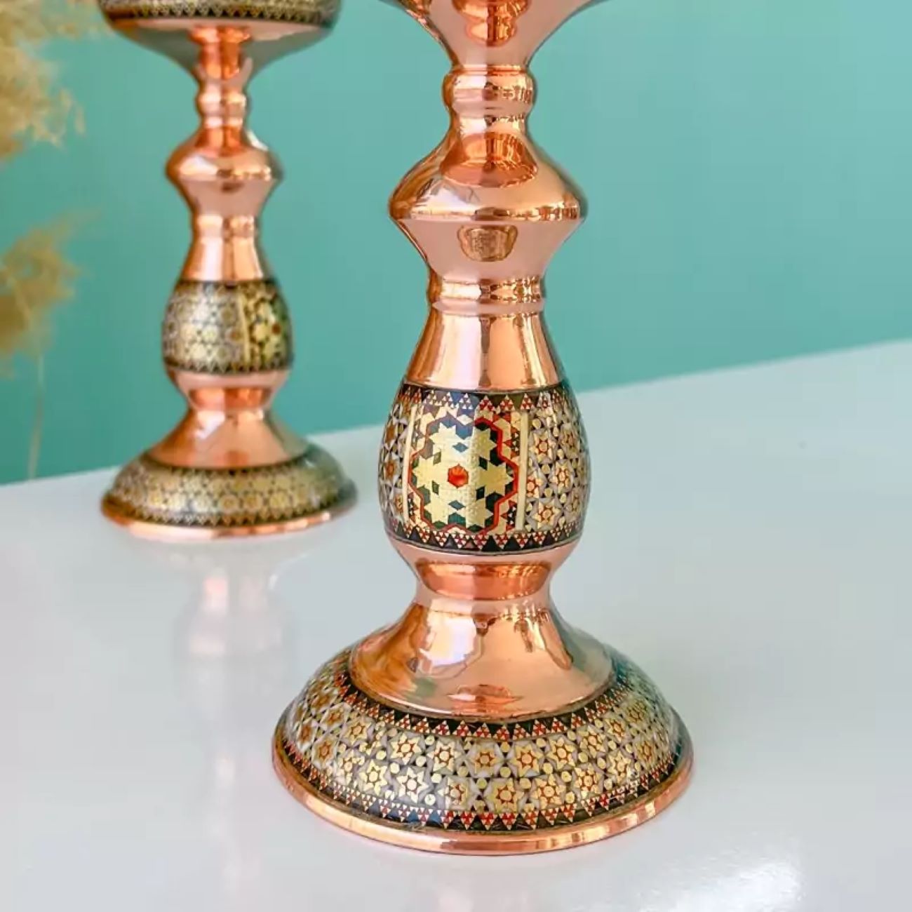 چراغ نفتی مسی، یک چراغ سنتی زیبای ایرانی به سبک خاتمکاری