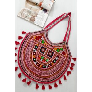 کیف دوشی جیر بلوچی گلدوزی شده