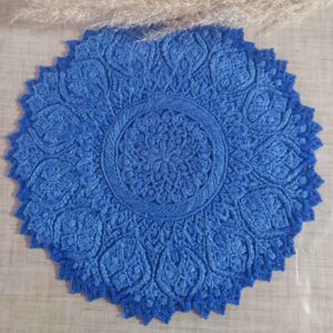 زیرانداز مکرامه طرح شکوفه آبی، گل برجسته