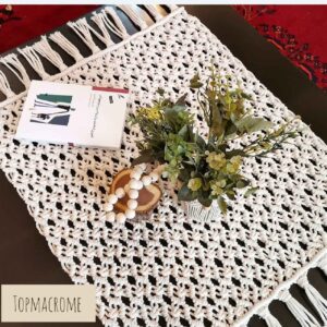 رومیزی مکرامه طرح Diamond Delight طرح دستبافت پنبهای