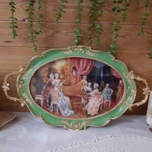 سینی پلی‌رزین – صحنه کلاسیک و قاب سبز مزین
