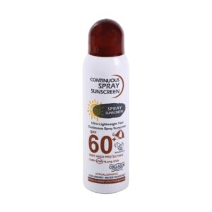 اسپری ضد آفتاب، با SPF 60، حاوی محافظت در برابر اشعه‌های UVA و UVB