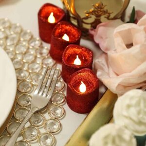 شمع ال‌ای‌دی Tealight برای جشن‌ها با اکلیل قرمز (بسته 10 عددی)